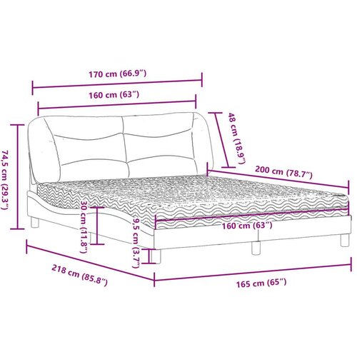  Krevet s madracem sivi 160 x 200 cm od umjetne kože Slike