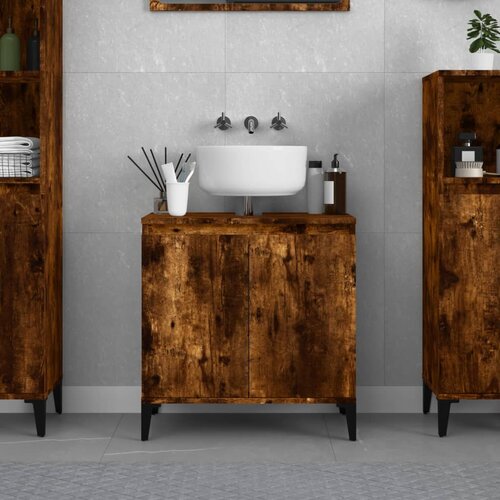 vidaXL Ormarić za umivaonik boja dimljenog hrasta 58x33x60 cm drveni Cene