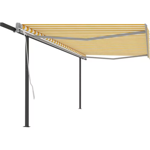  Ročno zložljiva tenda s stebrički 5x3,5 m rumena in bela