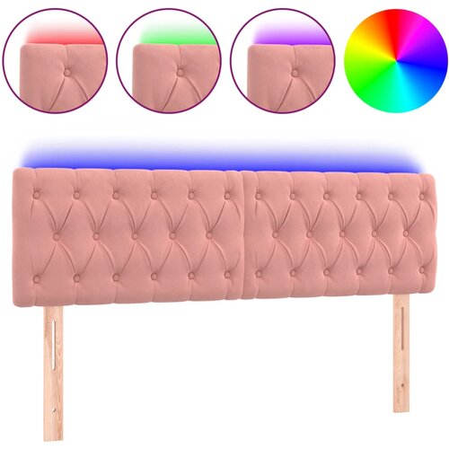 Maison Chic led posteljno vzglavje - vzglavna omarica - nočna omarica roza 160x7x78/88 cm žamet, (21712393) Slike