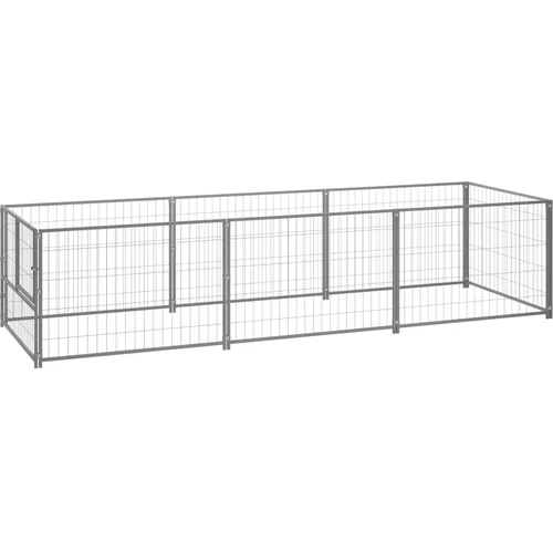 vidaXL kavez za pse srebrni 3 m² čelični