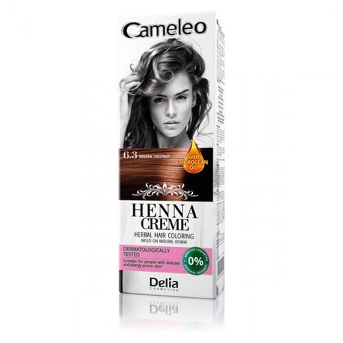 Delia Farba za kosu bez amonijaka, na bazi prirodne kane (Hene) CAMELEO 6.3 - Zlatni kesten 75g Slike
