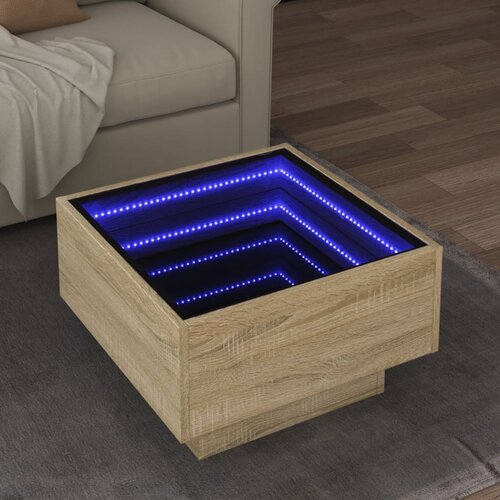  Stolić za kavu LED boja hrasta 50x50x30 cm konstruirano drvo Cijene