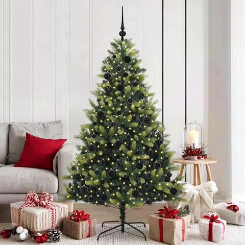 vidaXL Umjetna raspoređena božićna jelka s 300 LED-a Zelena 180 cm Cijene