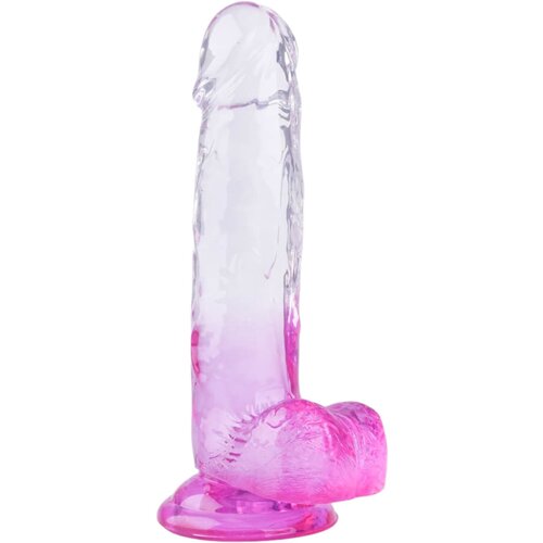 Sunfo - pripenjalni, realistični dildo za testise - 22 cm (prosojno vijoličast) Slike