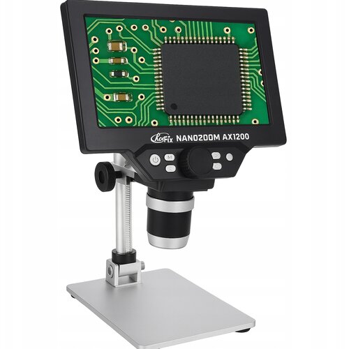 Rosfix NANOZOOM AX1200 &ndash; DIGITALNI MIKROSKOP Z 7" LCD | 12MP, 1080P, 1200X ZOOM, LED, USB, MICROSD | ZA SERVIS, LABORATORIJ, HOBI, (5000068594) Cene