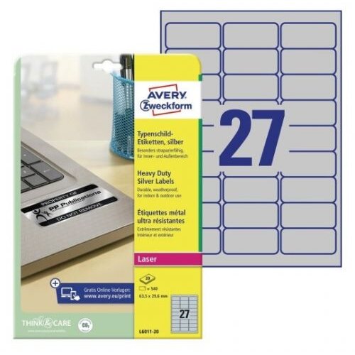 Zweckform Etikete l6011 63,5x29,6mm 1/20 srebrna Slike