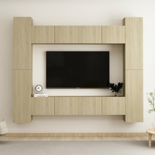 vidaXL 8-dijelni set TV ormarića boja hrasta sonome od iverice Cijene