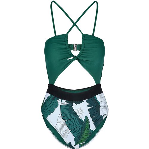 CUPSHE Ženski jednodelni kupaći J60 zelenobeli