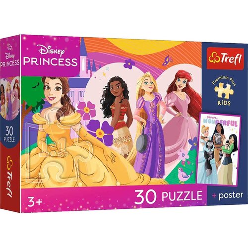 Trefl Disneyjeve princeske 30-delna premijska plus otro&scaron;ka sestavljanka s posterjem - Cene