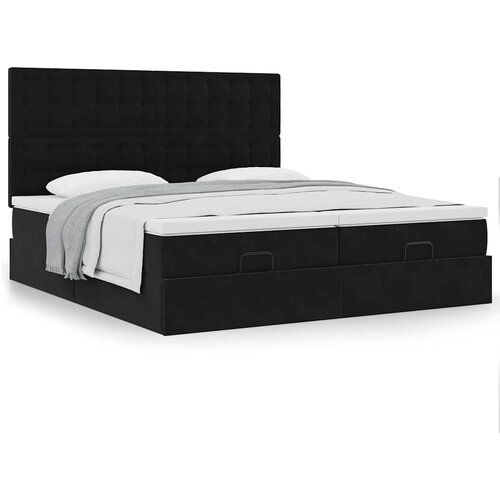 VidaXL Otomanski okvir kreveta s madracima crni 200x200cm bar&amp;scaron;unasti Slike