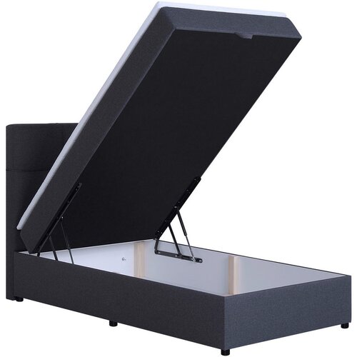 MID.YOU POSTELJA Z VZMETNICO 100 cm x 200 cm , tekstil, leseni material temno siva Slike