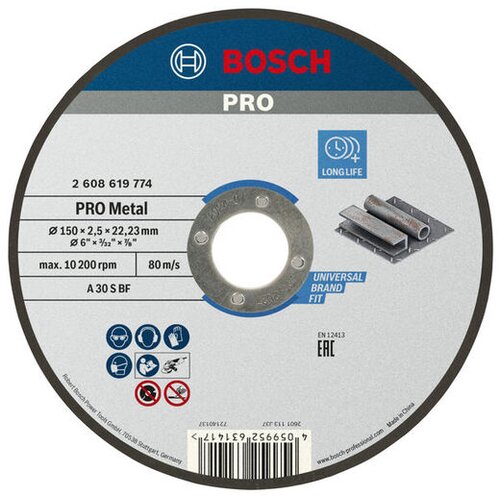Bosch Lepljena rezna ploča za male ugaone brusilice, otvor 22,23mm, oSa PRO Metal 2608619774 Slike
