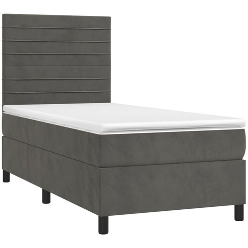  box spring s madracem LED tamnosivi 90x190 cm bar&amp;scaron;un Slike