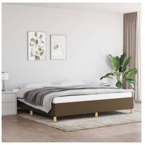  Posteljni okvir temno rjava 200x200 cm blago Cene