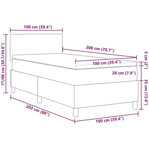 Box Spring Krevet s Madracem Svijetlo Sivi 100x200 cm Kordurojsko Platno Slike