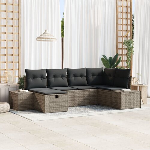 vidaXL Set 6-delne vrtne garniture z blazinami siva poli ratan Cene