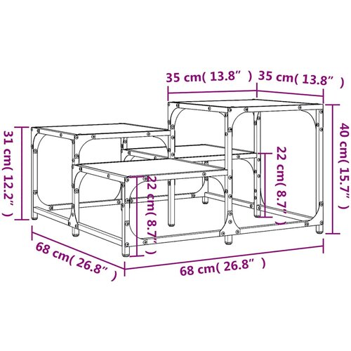  Stolić za kavu crni 68x68x40 cm od konstruiranog drva Slike