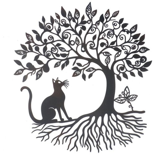 Signes Grimalt Kipci in figurice Stenska Dekoracija Drevesa Z Mačko Črna Cene