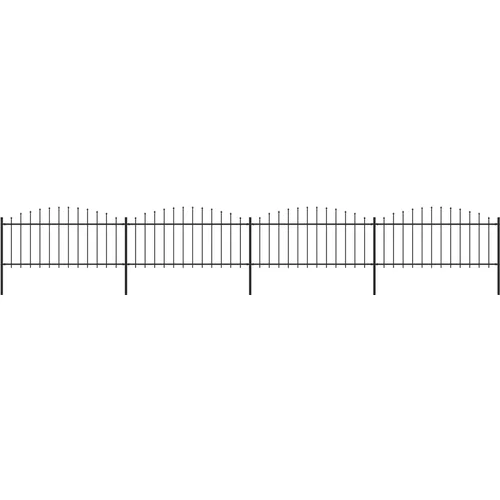 vidaXL Vrtna ograja s koničastimi vrhovi jeklo (0,5-0,75)x6,8 m črna
