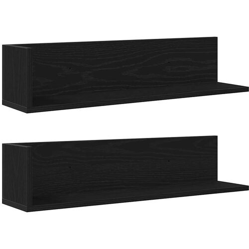  Zidne police 2 kom crne 75x16,5x16,5 cm konstruirano drvo Slike