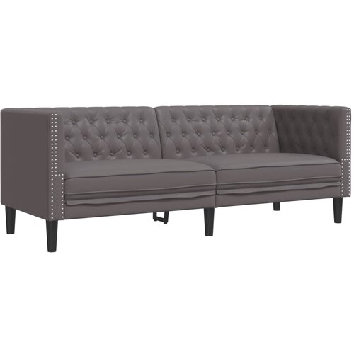 Maison Chic kavč - Sofa - Kanape trosed Chesterfield siva umetno usnje, (21726775) Cene