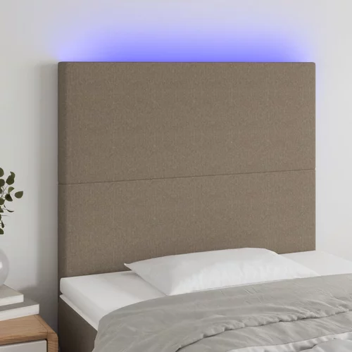 vidaXL LED posteljno vzglavje taupe 80x5x118/128 cm blago