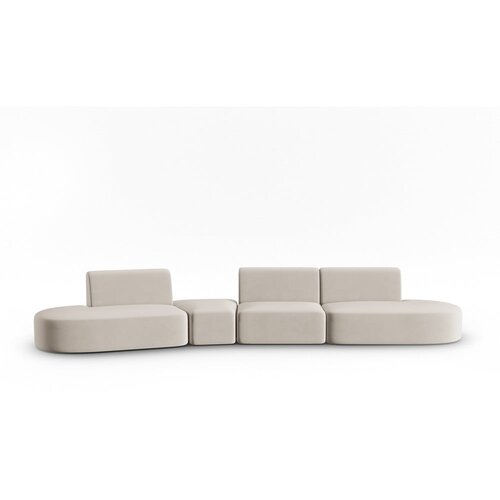 Milo Casa Bež žametna sedežna garnitura levi kot 428 cm Paolo &amp;ndash; Slike