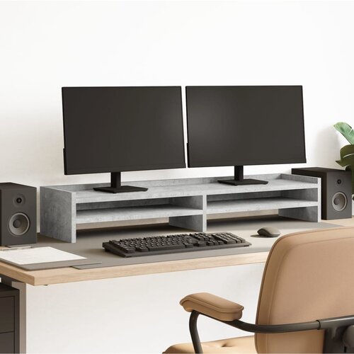 VidaXL Stalak za monitor boja betona 100x24x16 cm konstruirano drvo Slike