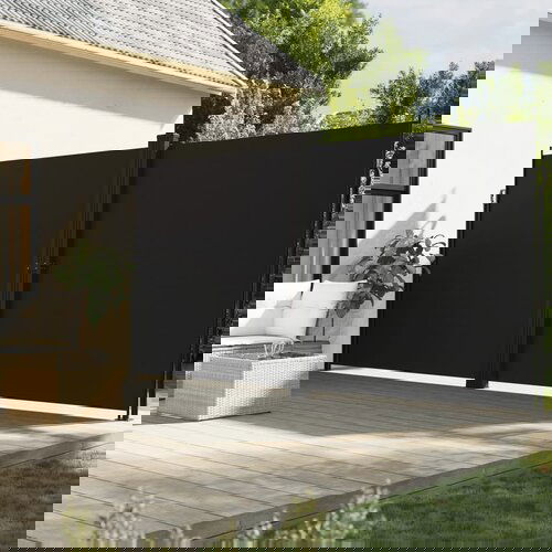 VidaXL Bočna tenda na uvlačenje crna 200 x 600 cm Slike