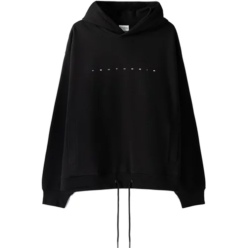 Bershka Sweater majica crna / bijela