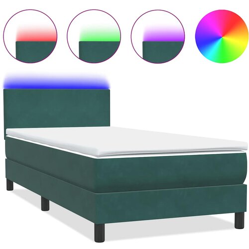 Maison Chic Box spring postelja - Vzmetna postelja z vzmetnico temno zelena 80x220 cm žamet SL5744, (21908523) Cene
