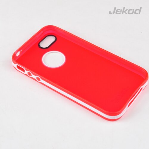 Jekod silikonski ovitek Apple iPhone 5/5S TPU/T prozorno pink z okvirjem + Za&amp;scaron;čitna folija Slike