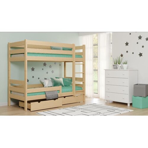 Molarem Home Drveni dječji krevet na kat Gagatek Lux - svijetlo drvo - 190x90 cm - S 2 ladice Cijene