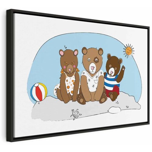  Slika - Teddy Bears on the Beach (1 Part) Wide 60x40 U crnom drvenom okviru Cijene