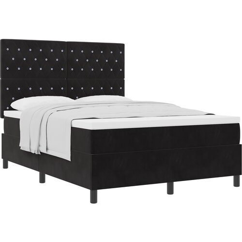 vidaXL Box Spring postelja z vzmetnico Črna 140x190 cm Žamet Cene