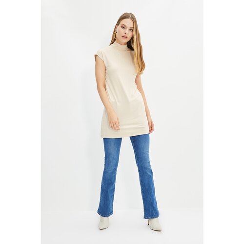 Trendyol Beige Stand Collar Sleeveless Tunic Slike