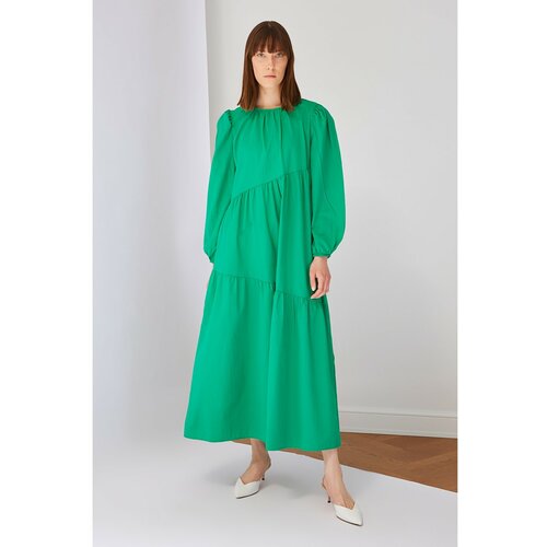 Trendyol zelena pamučna haljina od poplina Slike