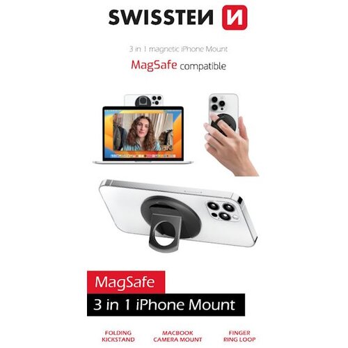 Swissten stalak 3u1 MagStick iPhone, crni Cijene