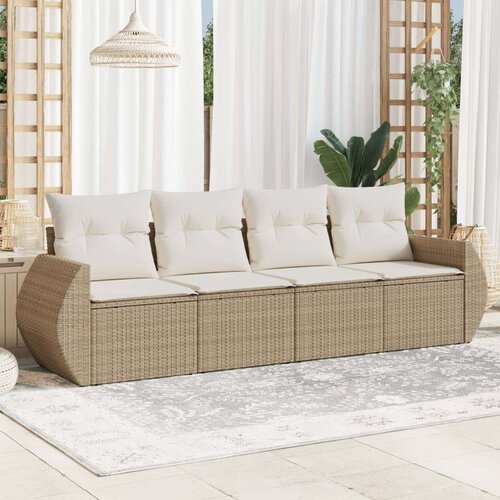  4-dijelni set vrtnih sofa s jastucima bež od poliratana Slike