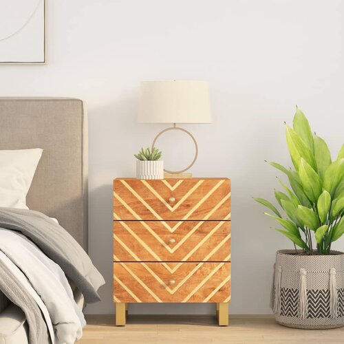 VidaXL Nočna omarica rjava in črna 50x33x60 cm trden mangov les Slike