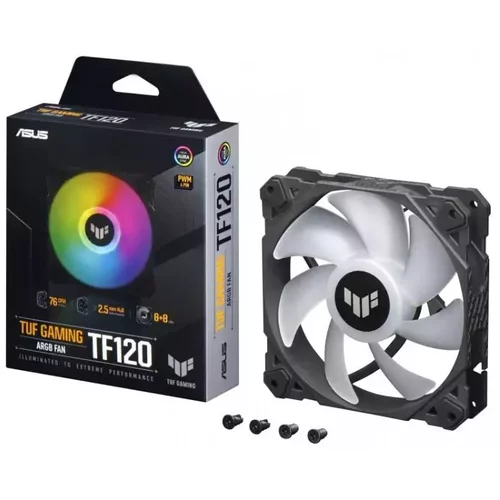 Asus TUF Gaming TF120 ARGB črn ventilator za ohišje - Chassis Fan delivers high performance and durability in a rainbow of color - 90DA0030-B09000