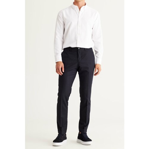 ALTINYILDIZ CLASSICS Men's Navy Blue Slim Fit Slim Fit Side Pockets Elastic Waist Classic Fabric Trousers Slike