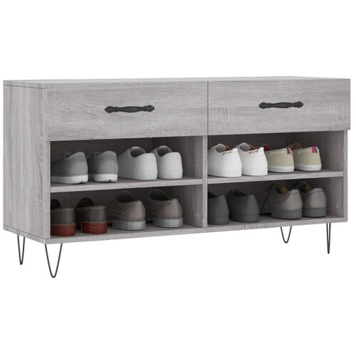  Klupa za cipele siva boja hrasta 102x35x55 cm konstruirano drvo Slike