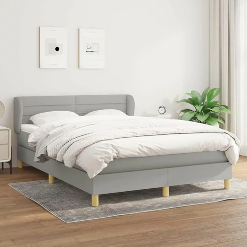  Box spring postelja z vzmetnico svetlo siva 140x200 cm blago, (20790488)