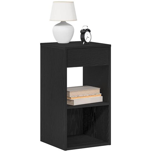 vidaXL Nočna omarica z predalom črna hrast 35x34x66,5 cm Cene