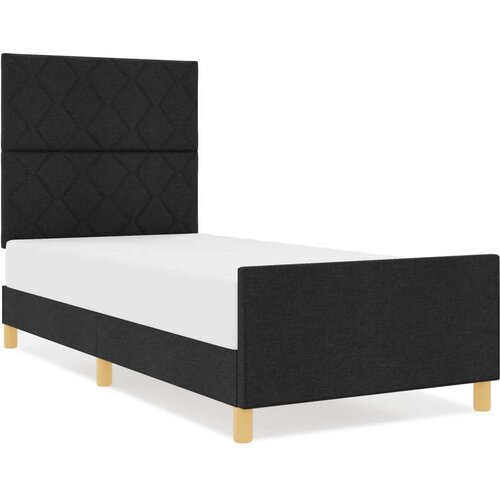VidaXL Krevetna konstrukcija Crna 100x200 cm Tkanina Slike