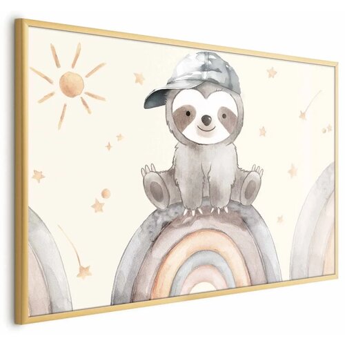  Plakat - Little Animal Among Stars and Rainbows 30x21 Zlatni okvir Cijene