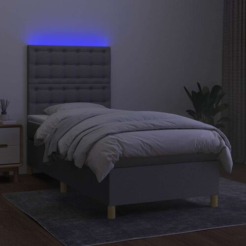  box spring s madracem LED svjetlosivi 80x200 cm tkanina Slike
