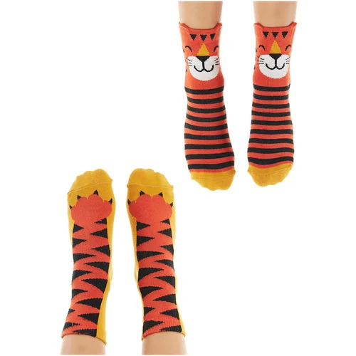 Denokids Tiger Boys 2-Pair Crewneck Sock Set